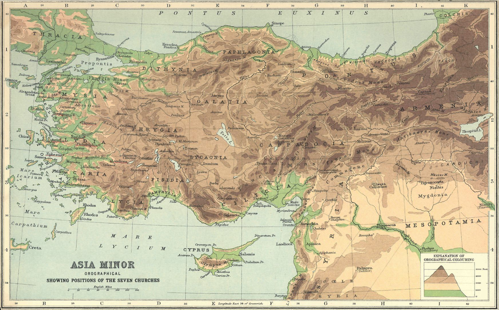 Asia Minor, showing the positions of the Seven Churches