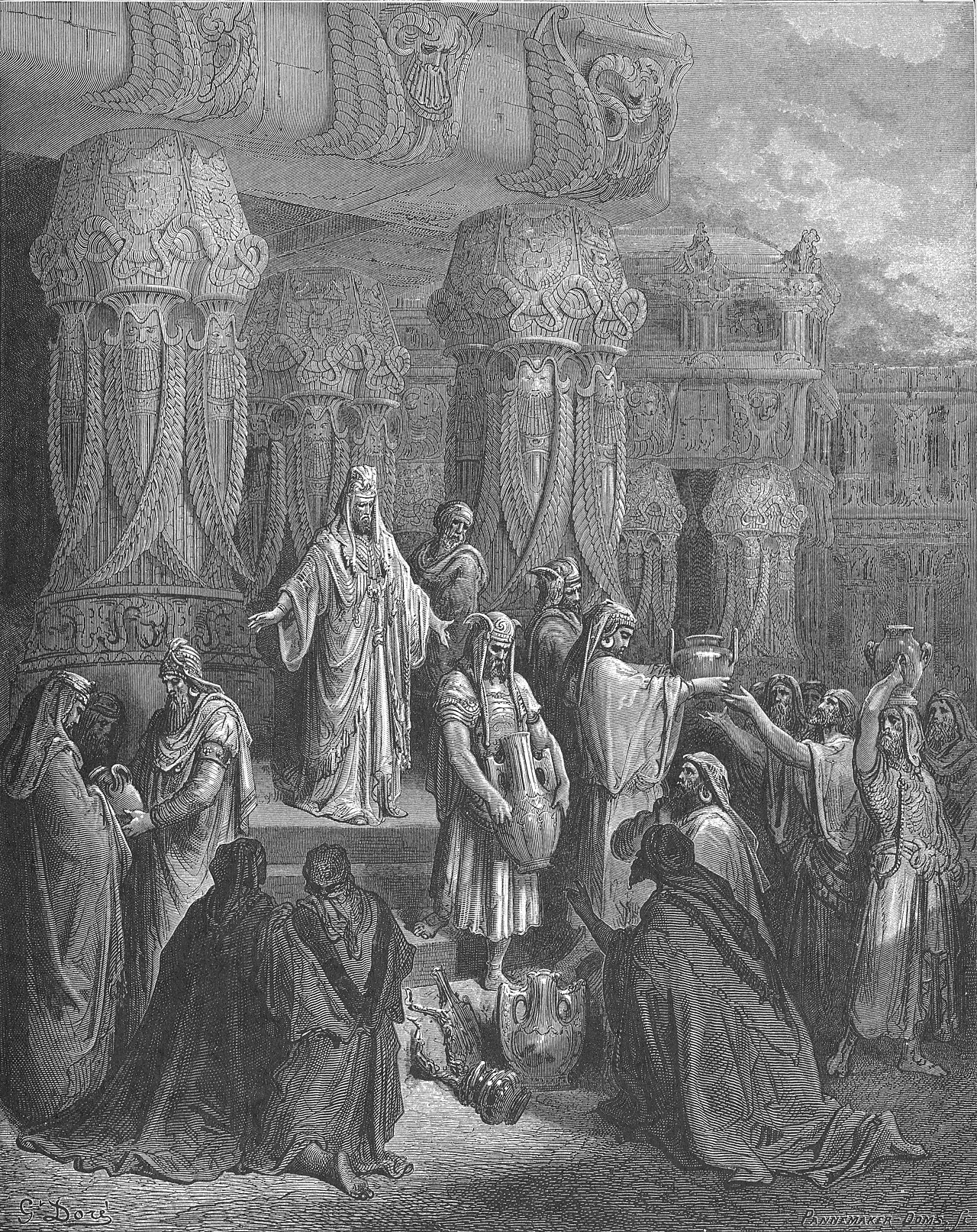 Cyrus restores the vessels of the temple, Ezra 1, the return from exile.