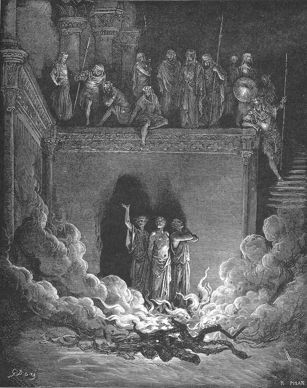 The three in the furnace on the plain of Dura, in the province of Babylon, Daniel 3:24 to 3:25